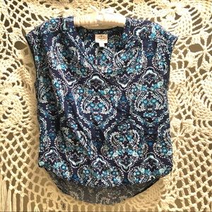 St. John’s Bay Blue Paisley Short Sleeve Blouse